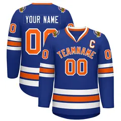 Royal Orange-White Classic Style Hockey Jersey 1