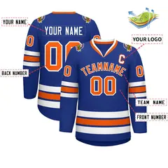 Royal Orange-White Classic Style Hockey Jersey 2