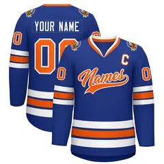 Royal Orange-White Classic Style Hockey Jersey 1