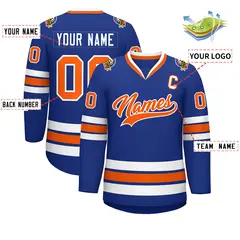 Royal Orange-White Classic Style Hockey Jersey 2