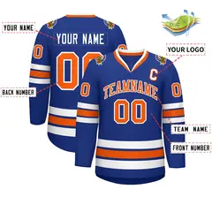 Royal Orange-White Classic Style Hockey Jersey 2