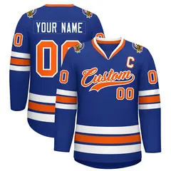 Royal Orange-White Classic Style Hockey Jersey 1