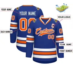 Royal Orange-White Classic Style Hockey Jersey 2