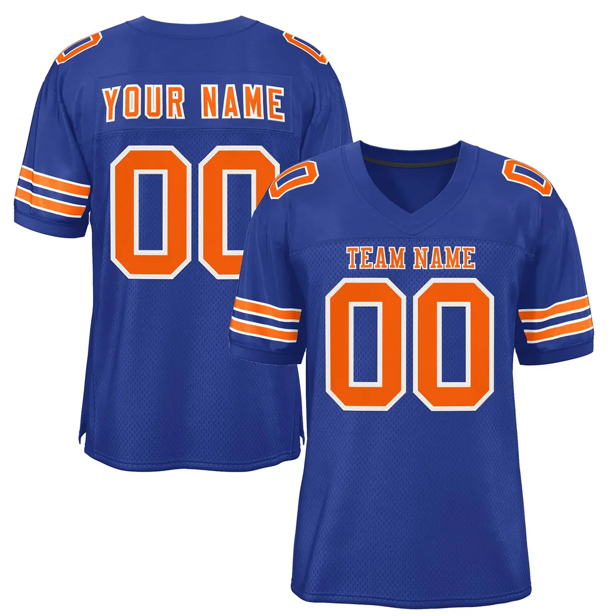 Royal Orange-White Classic Style Mesh Football Jersey