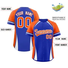 Royal Orange-White Color Block Authentic Baseball Jersey 2