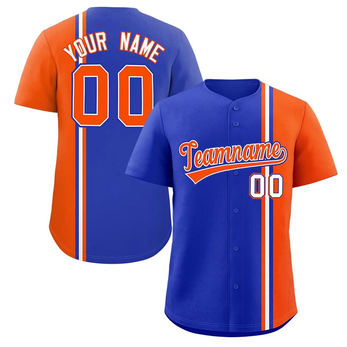 Royal Orange White Color Block Authentic Baseball Jersey