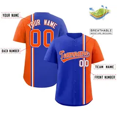Royal Orange White Color Block Authentic Baseball Jersey 2