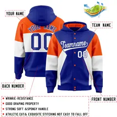 Royal Orange-White Color Block Letterman Jacket Hoodie 4