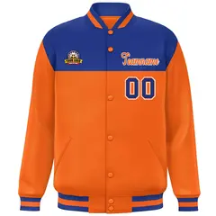 Royal Orange-White Color Block Lettermen Baseball Jacket 3