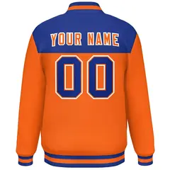 Royal Orange-White Color Block Lettermen Baseball Jacket 4