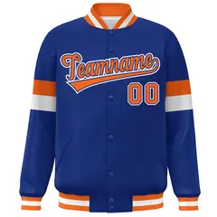 Royal Orange-White Color Block Varsity Baseball Jacket 3