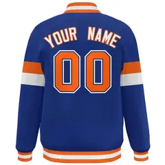 Royal Orange-White Color Block Varsity Baseball Jacket 4