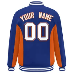 Royal Orange-White Color Block Varsity Letterman Baseball Jacket 4