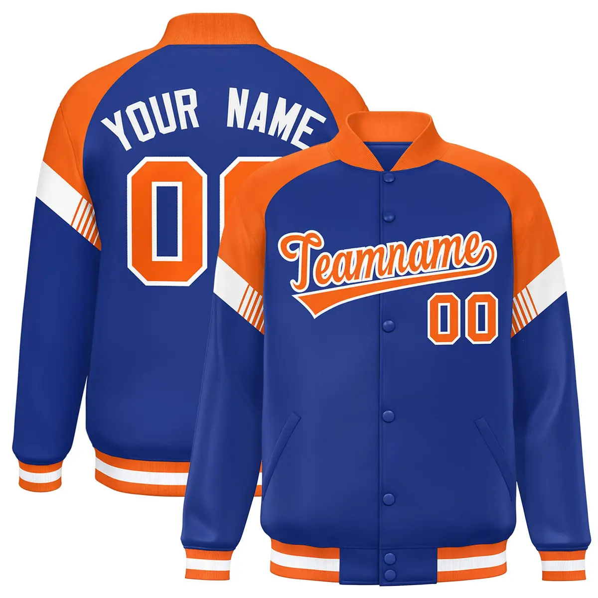 Royal Orange-White Color Block Varsity Letterman Jacket