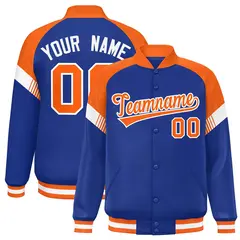 Royal Orange-White Color Block Varsity Letterman Jacket 1