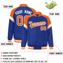 Royal Orange-White Color Block Varsity Letterman Jacket 2