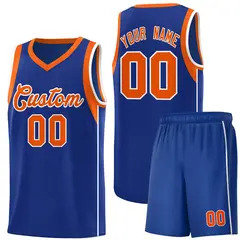 Royal Orange-White Color Blocking Classic Basketball Jersey
