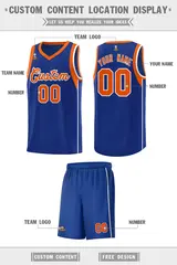 Royal Orange-White Color Blocking Classic Basketball Jersey 2