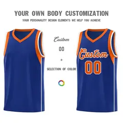 Royal Orange-White Color Blocking Classic Basketball Jersey 3