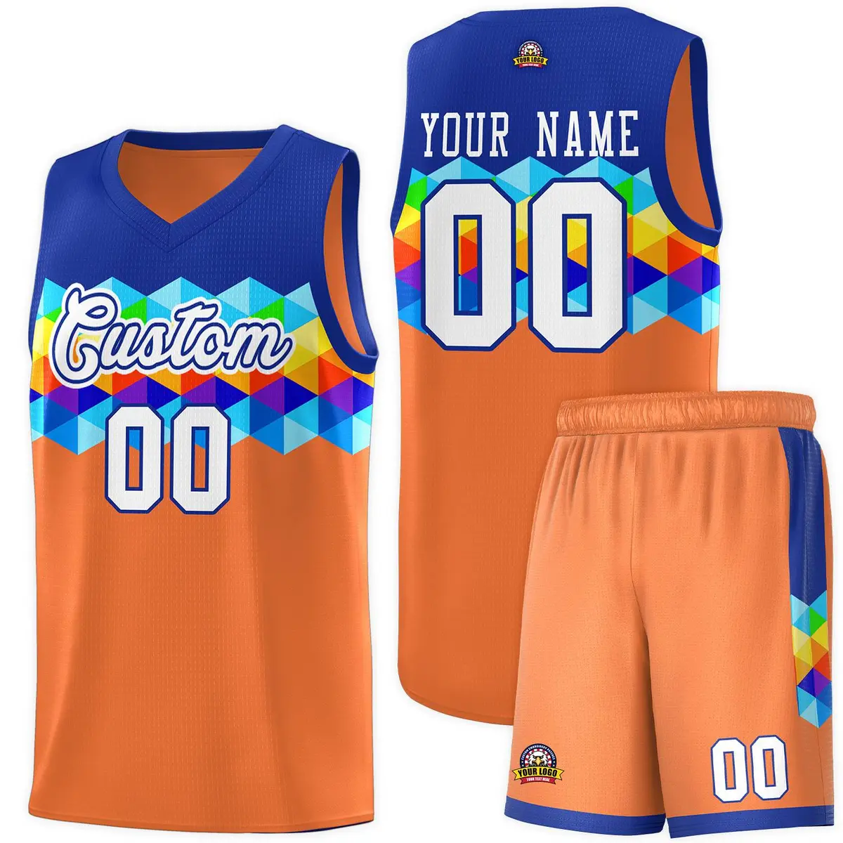 Royal Orange-White Colorful Basketball Jersey Sets