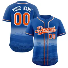 Royal Orange-White Denver City Skyline Baseball Jersey