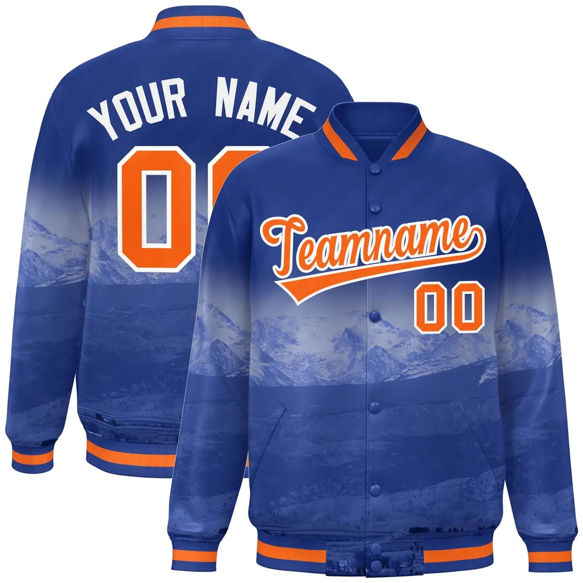 Royal Orange-White Denver Skyline Track Varsity Full-Snap Jacket