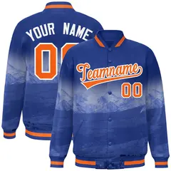 Royal Orange-White Denver Skyline Track Varsity Full-Snap Jacket 1