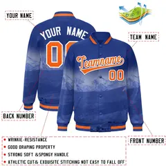 Royal Orange-White Denver Skyline Track Varsity Full-Snap Jacket 2