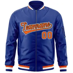 Royal Orange-White Full-Zip Letterman Varsity Bomber Jacket 3