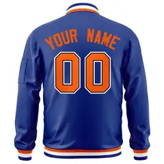 Royal Orange-White Full-Zip Letterman Varsity Bomber Jacket 4