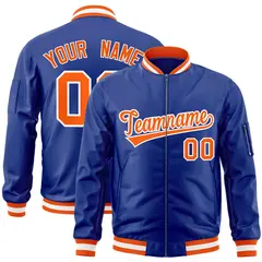 Royal Orange-White Full-Zip Letterman Varsity Bomber Jacket 1