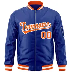 Royal Orange-White Full-Zip Letterman Varsity Bomber Jacket 3