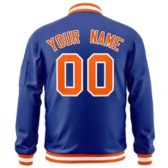 Royal Orange-White Full-Zip Letterman Varsity Bomber Jacket 4