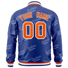 Royal Orange-White Full-Zip Varsity Letter Bomber Jacket 4