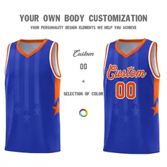 Royal Orange White Gradient Star Graffiti Basketball Jersey 3