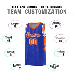 Royal Orange White Gradient Star Graffiti Basketball Jersey 4