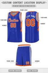 Royal Orange White Gradient Star Graffiti Basketball Jersey 5