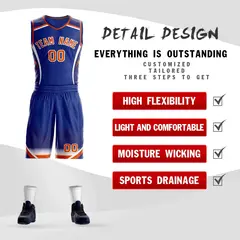 Royal Orange-White Graffiti Pattern Points Element Basketball Jersey 2