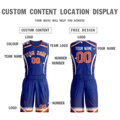 Royal Orange-White Graffiti Pattern Points Element Basketball Jersey 3