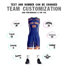 Royal Orange-White Graffiti Pattern Points Element Basketball Jersey 4