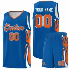 Royal Orange-White Graffiti Side Curve Basketball Jersey Sets