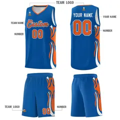 Royal Orange-White Graffiti Side Curve Basketball Jersey Sets 5