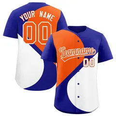 Royal Orange-White Half Heart Color Block Baseball Jersey 1