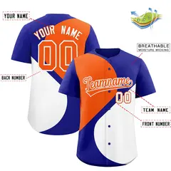 Royal Orange-White Half Heart Color Block Baseball Jersey 2