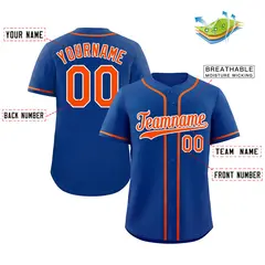 Royal Orange White Hook Classic Authentic Baseball Jersey 2
