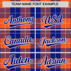 Royal Orange-White Plaid Varsity Full-Snap Letterman Baseball Jacket 3