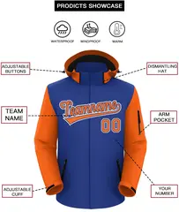 Royal Orange-White Raglan Sleeves Waterproof Jacket 2