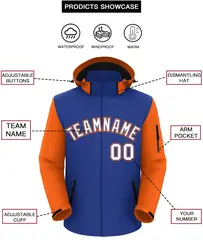Royal Orange-White Raglan Sleeves Waterproof Jacket 2
