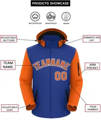 Royal Orange-White Raglan Sleeves Waterproof Jacket 2