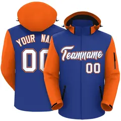 Royal Orange-White Raglan Sleeves Waterproof Jacket